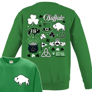 Buffalo Irish Art Collage Adult Unisex CREWNECK