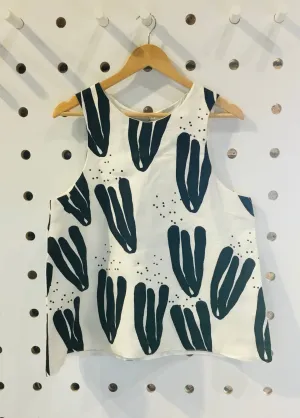 Cacti linen screen-printed top