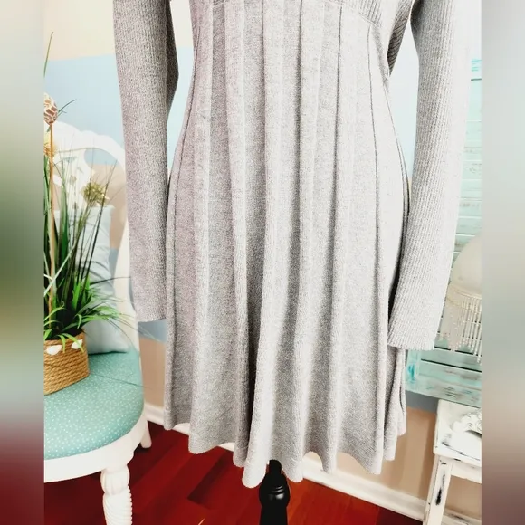 Calvin Klein Grey Cowl Neck Flare Shimmering Sweater Dress