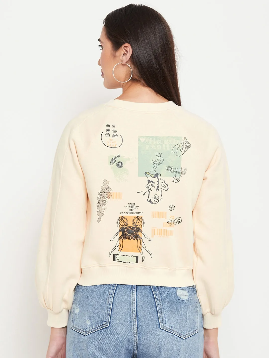 Camla Barcelona Graphic Print Cream Sweatshirt
