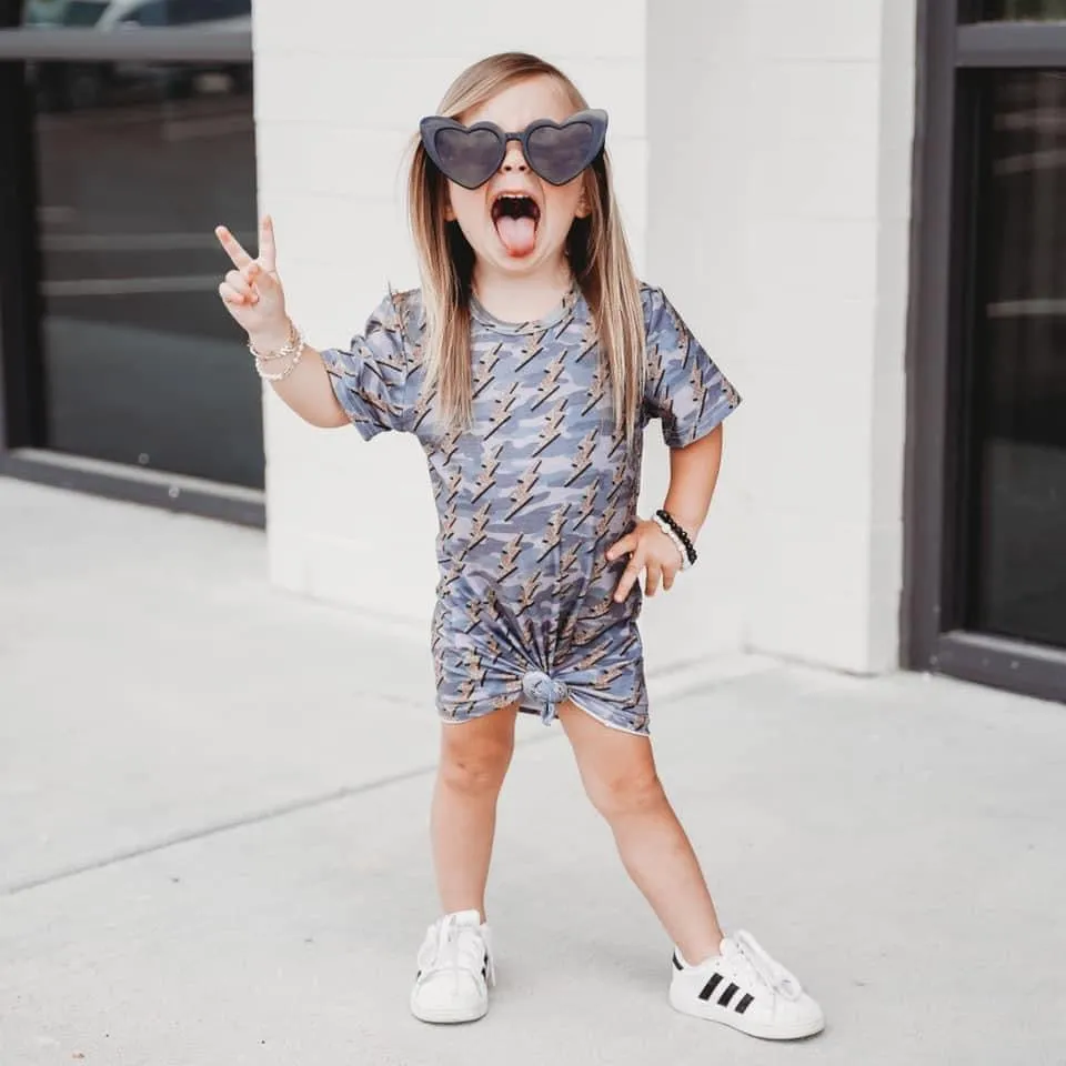 camo bolt t-shirt dress