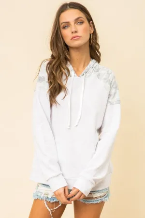 Camo Printed Contrast Hoodie