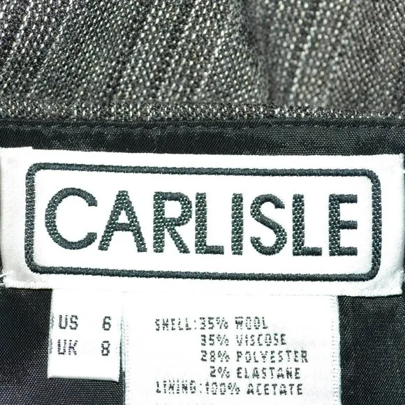 Carlisle Ecru White Black Gray Tweed Twill Wool Pleated Hem Midi Skirt M 6