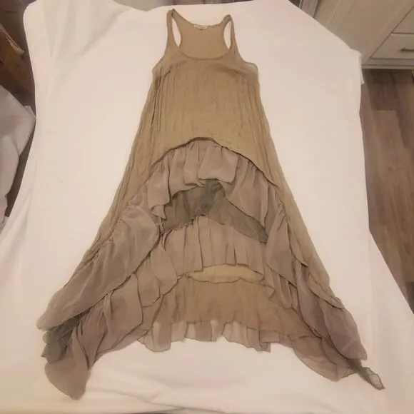 Cecico Dress Size S Romantic w/ Layers of Ruffles Sheer Hi- Low Tiered Layered