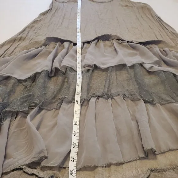Cecico Dress Size S Romantic w/ Layers of Ruffles Sheer Hi- Low Tiered Layered