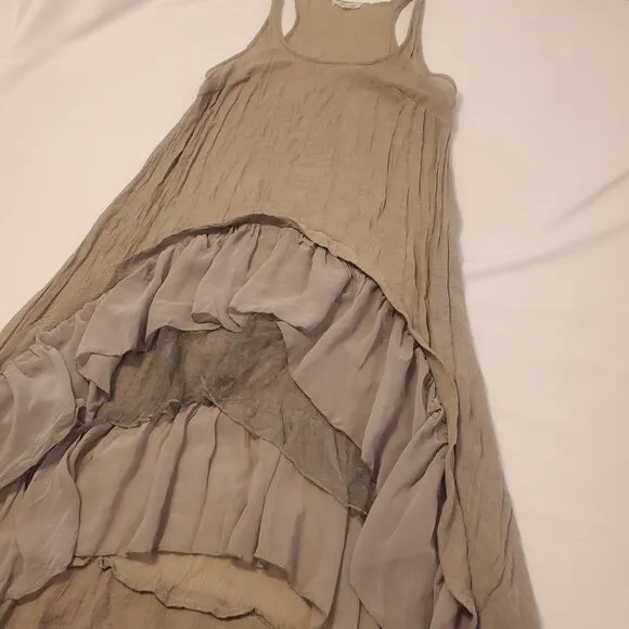 Cecico Dress Size S Romantic w/ Layers of Ruffles Sheer Hi- Low Tiered Layered