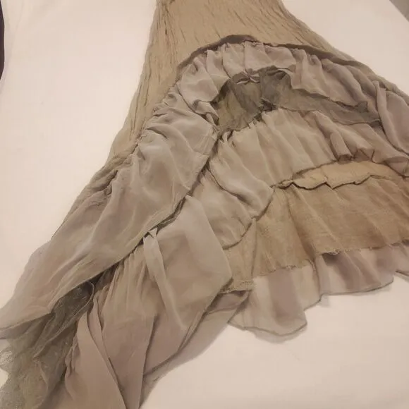 Cecico Dress Size S Romantic w/ Layers of Ruffles Sheer Hi- Low Tiered Layered