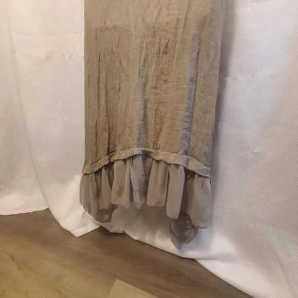 Cecico Dress Size S Romantic w/ Layers of Ruffles Sheer Hi- Low Tiered Layered