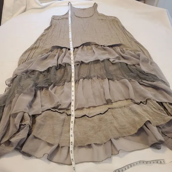 Cecico Dress Size S Romantic w/ Layers of Ruffles Sheer Hi- Low Tiered Layered