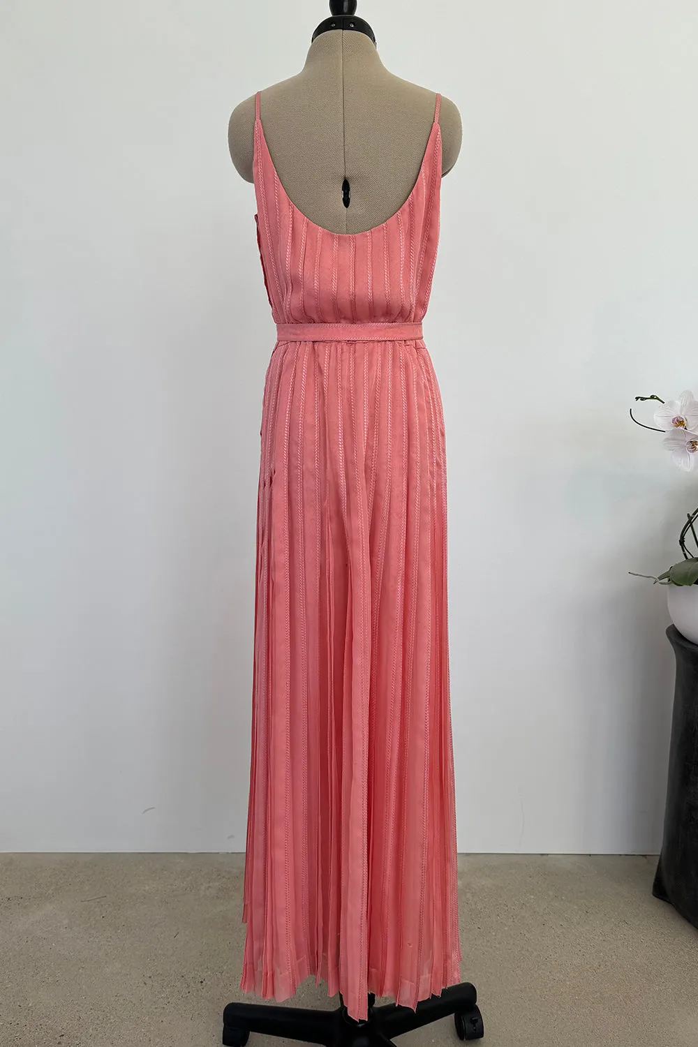 Chanel 1975-76 Haute Couture Top Stiched Pink with Belt - 13.5" W