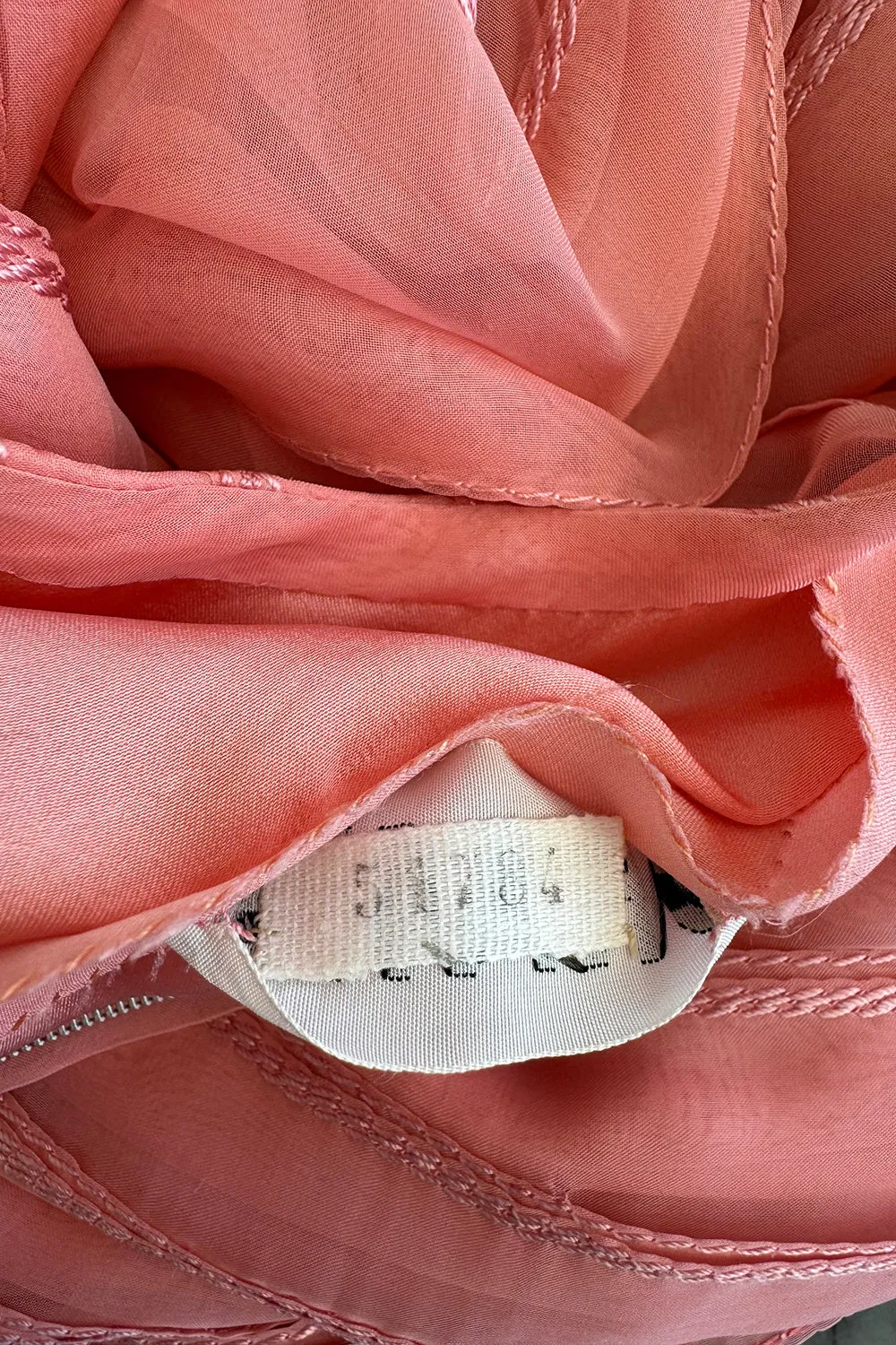 Chanel 1975-76 Haute Couture Top Stiched Pink with Belt - 13.5" W