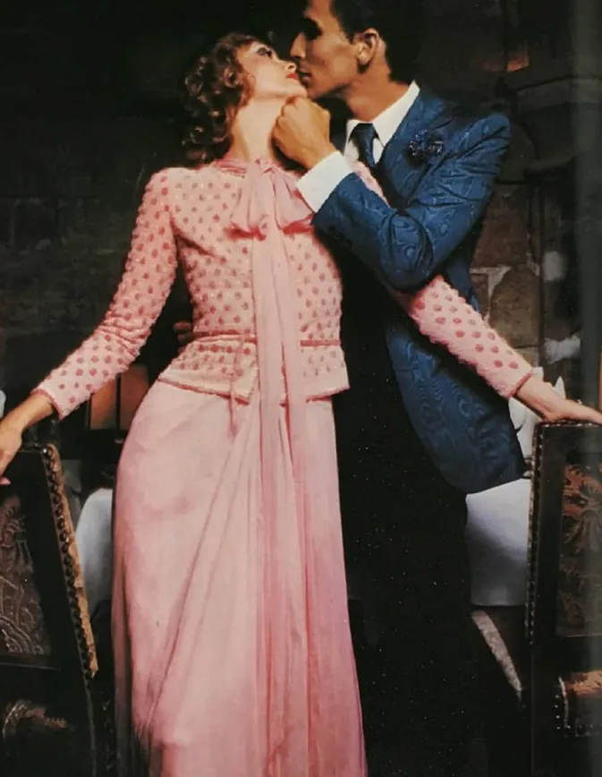 Chanel 1975-76 Haute Couture Top Stiched Pink with Belt - 13.5" W