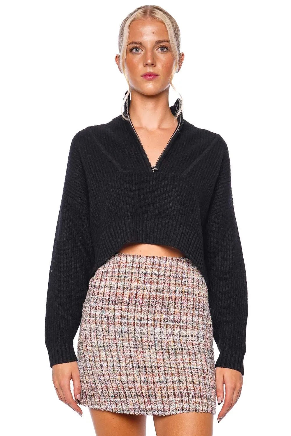 Check Boucle Paillete Mini Skirt