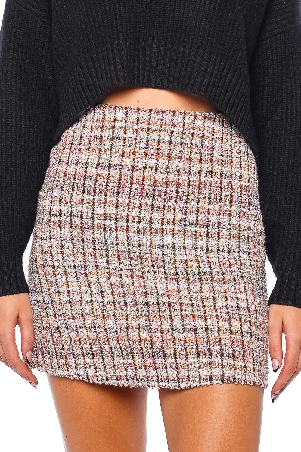 Check Boucle Paillete Mini Skirt