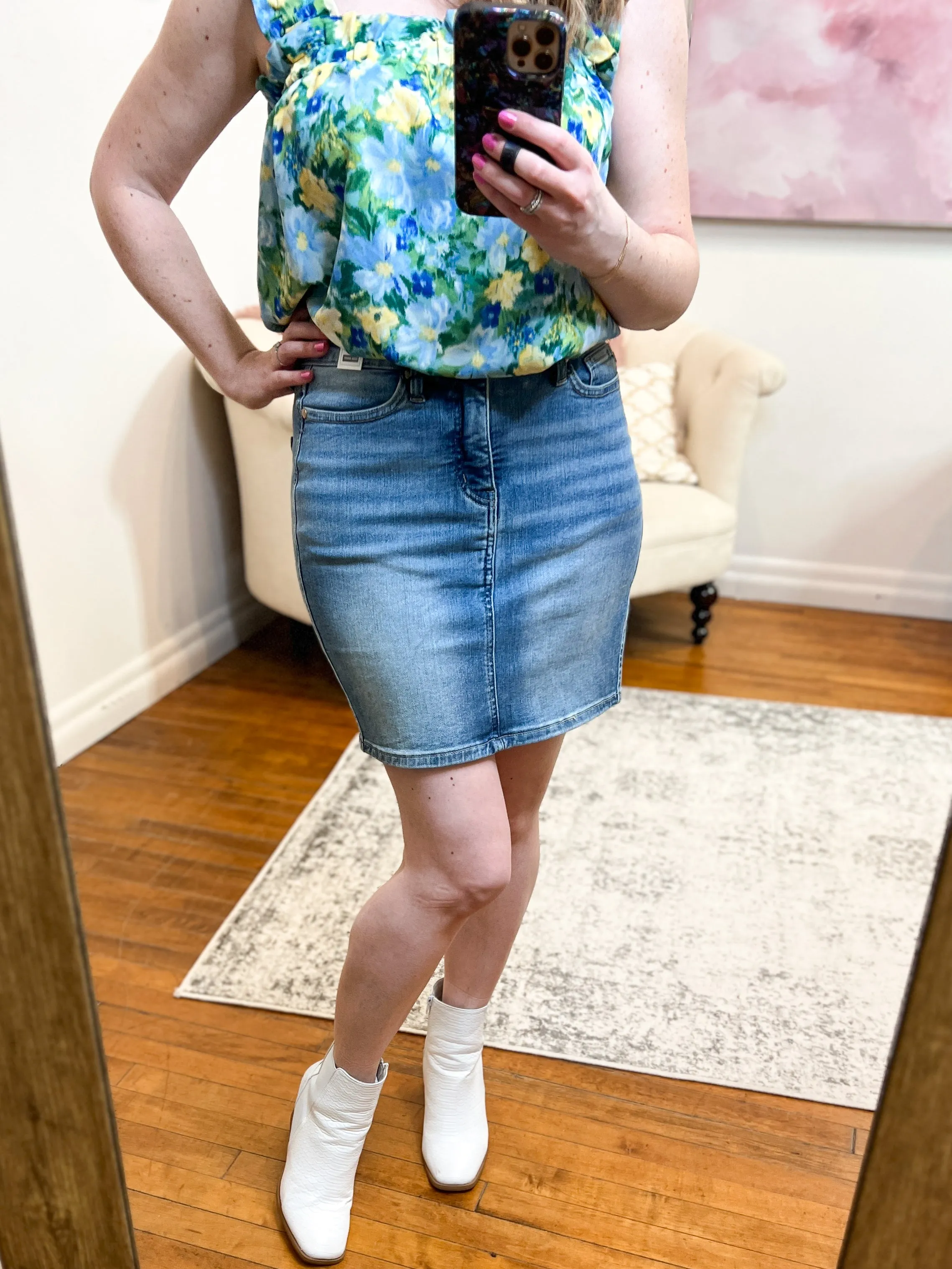 Chelsea Tummy Control Judy Blue Jean Skirt