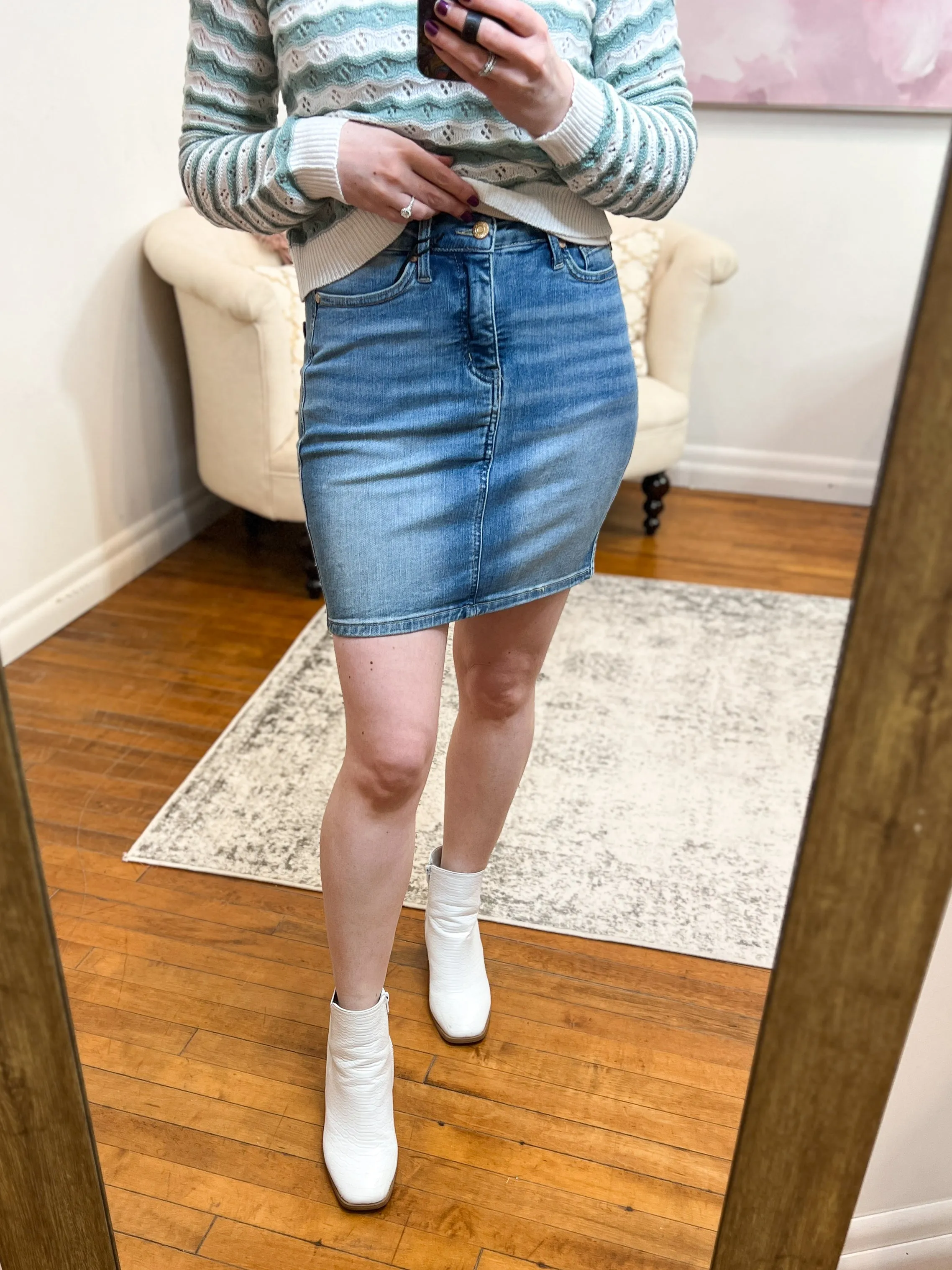 Chelsea Tummy Control Judy Blue Jean Skirt