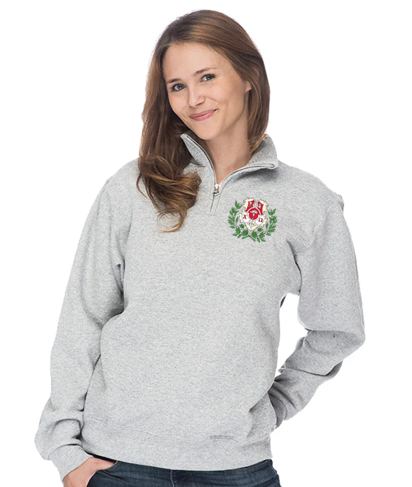 Chi Omega Quarter Zip with Embroidered Crest