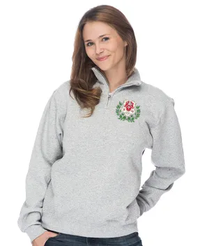 Chi Omega Quarter Zip with Embroidered Crest