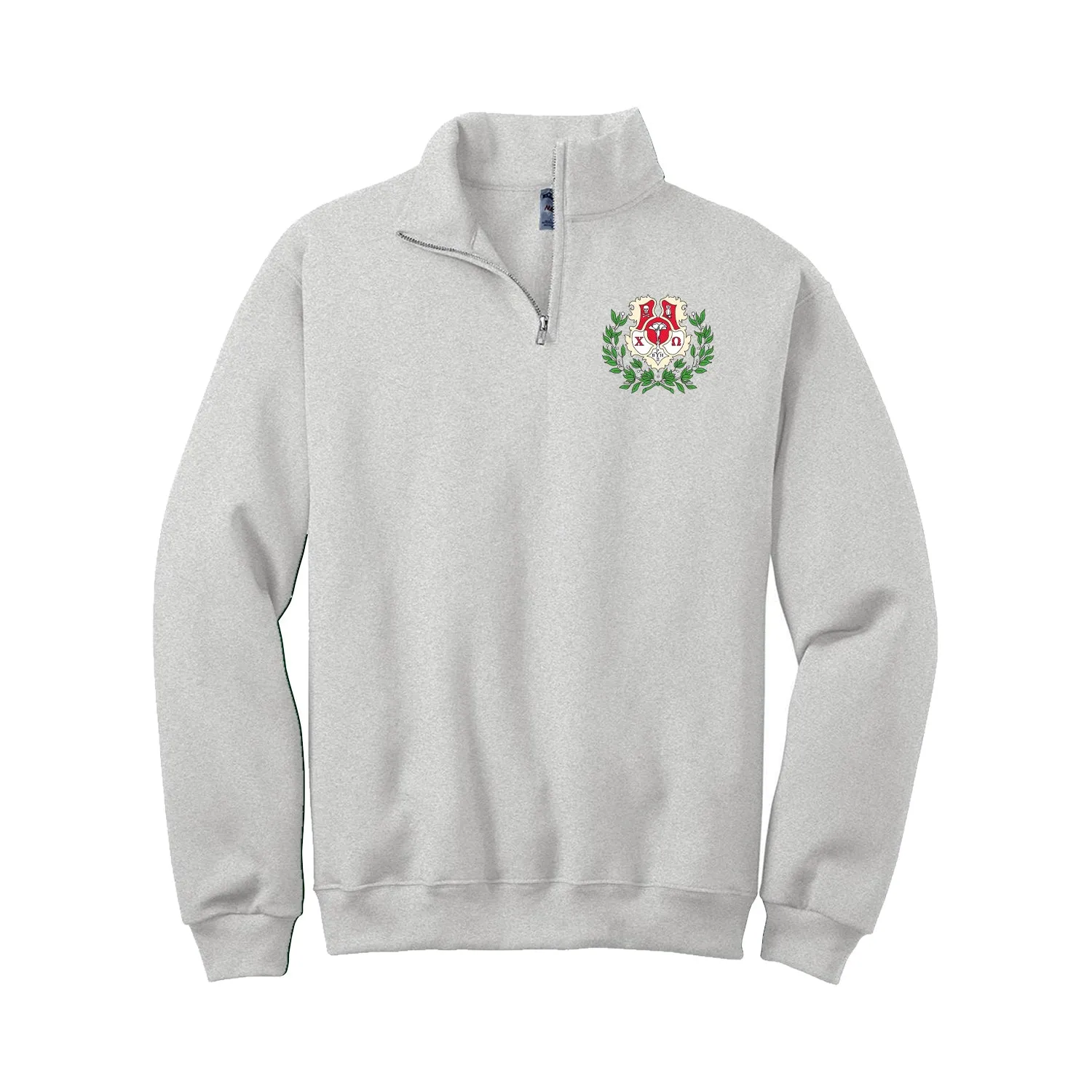 Chi Omega Quarter Zip with Embroidered Crest