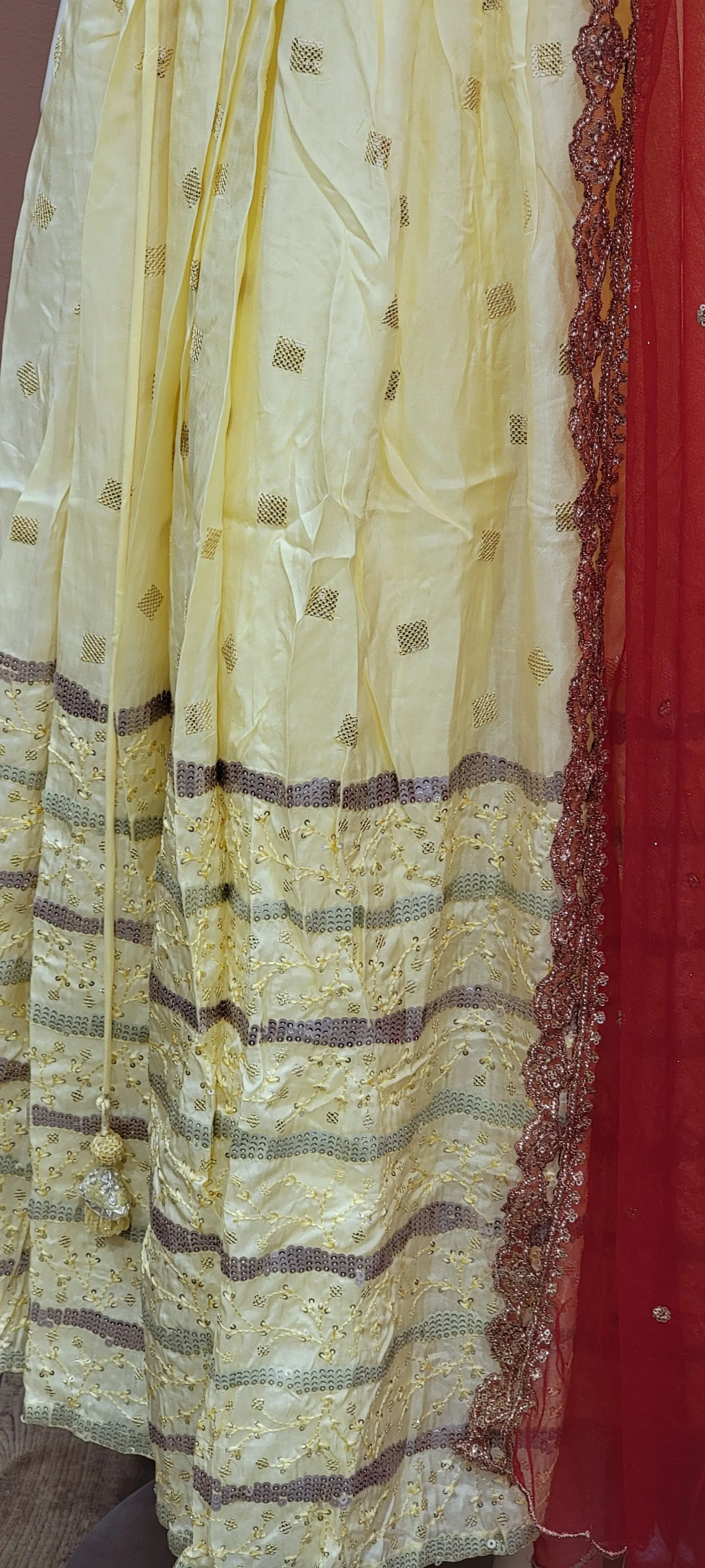 Chinan Lehenga Set in Red and Yellow