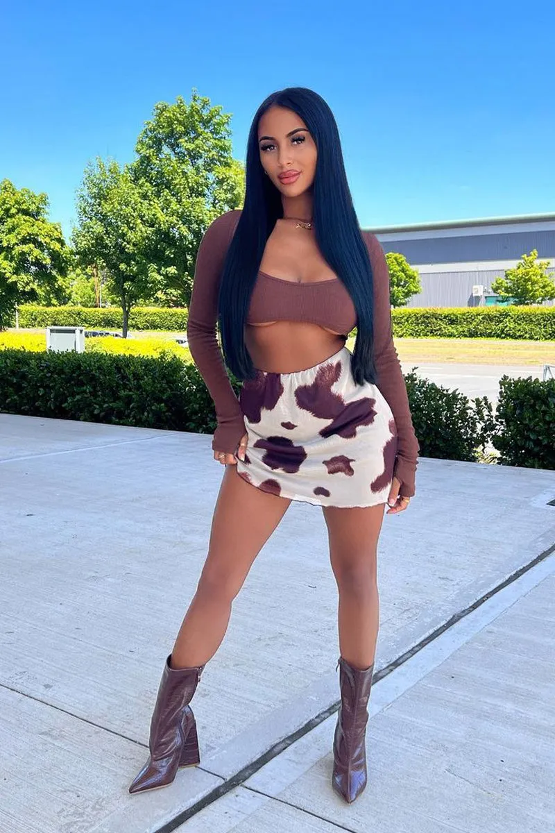 Chocolate Rib Strappy Cut Out Crop Top - Adeline