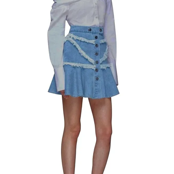 C/MEO Collective mini denim jean skirt. “Stranded” style. Size small.
