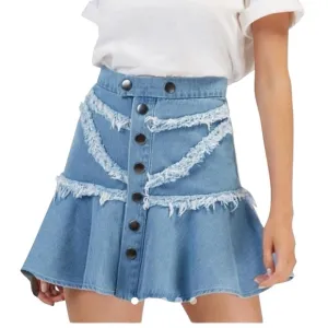 C/MEO Collective mini denim jean skirt. “Stranded” style. Size small.