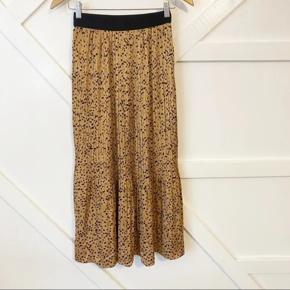 Codex Mode Animal Printed Accordion Pleated MidiLength Flared Skirt Sz Small