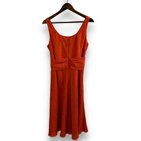 Coldwater Creek Fit and Flair Dress Women Size 14 Orange Silk Sleeveless NEW