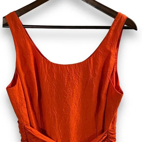 Coldwater Creek Fit and Flair Dress Women Size 14 Orange Silk Sleeveless NEW