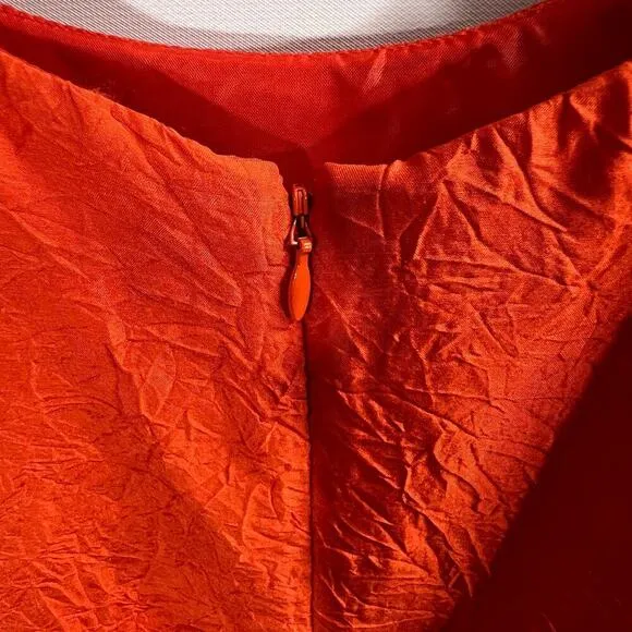 Coldwater Creek Fit and Flair Dress Women Size 14 Orange Silk Sleeveless NEW