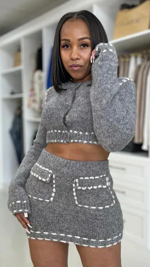 Contrast Knit Mini Skirt
