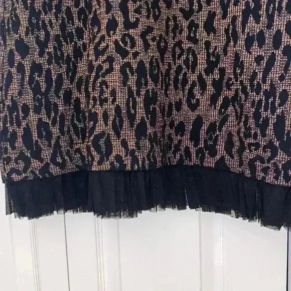 Corey Lynn Calter Leopard Print Sparkly T-shirt Dress with Tulle