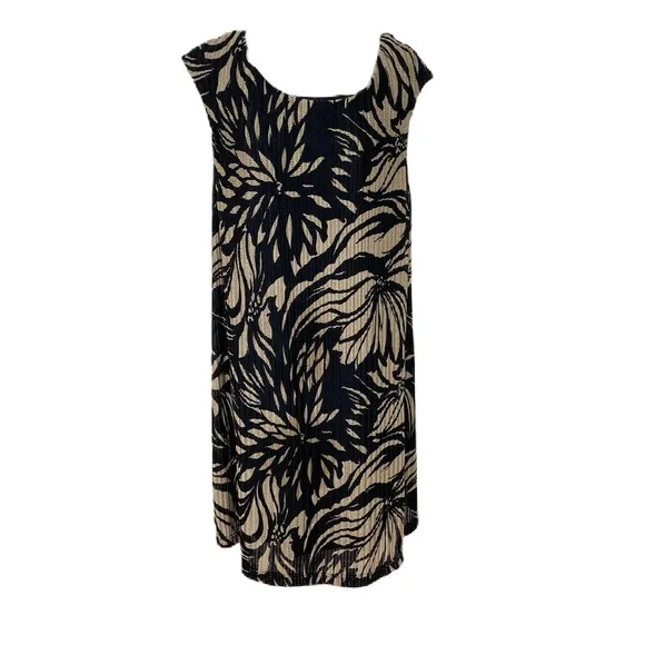 Covington Woman Black and tan Beige Floral Sleeveless floral dress 18 W