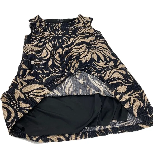 Covington Woman Black and tan Beige Floral Sleeveless floral dress 18 W
