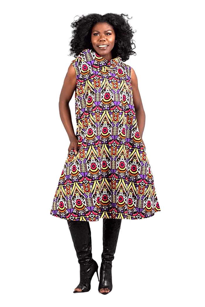 Cowl Neck African Print Dress