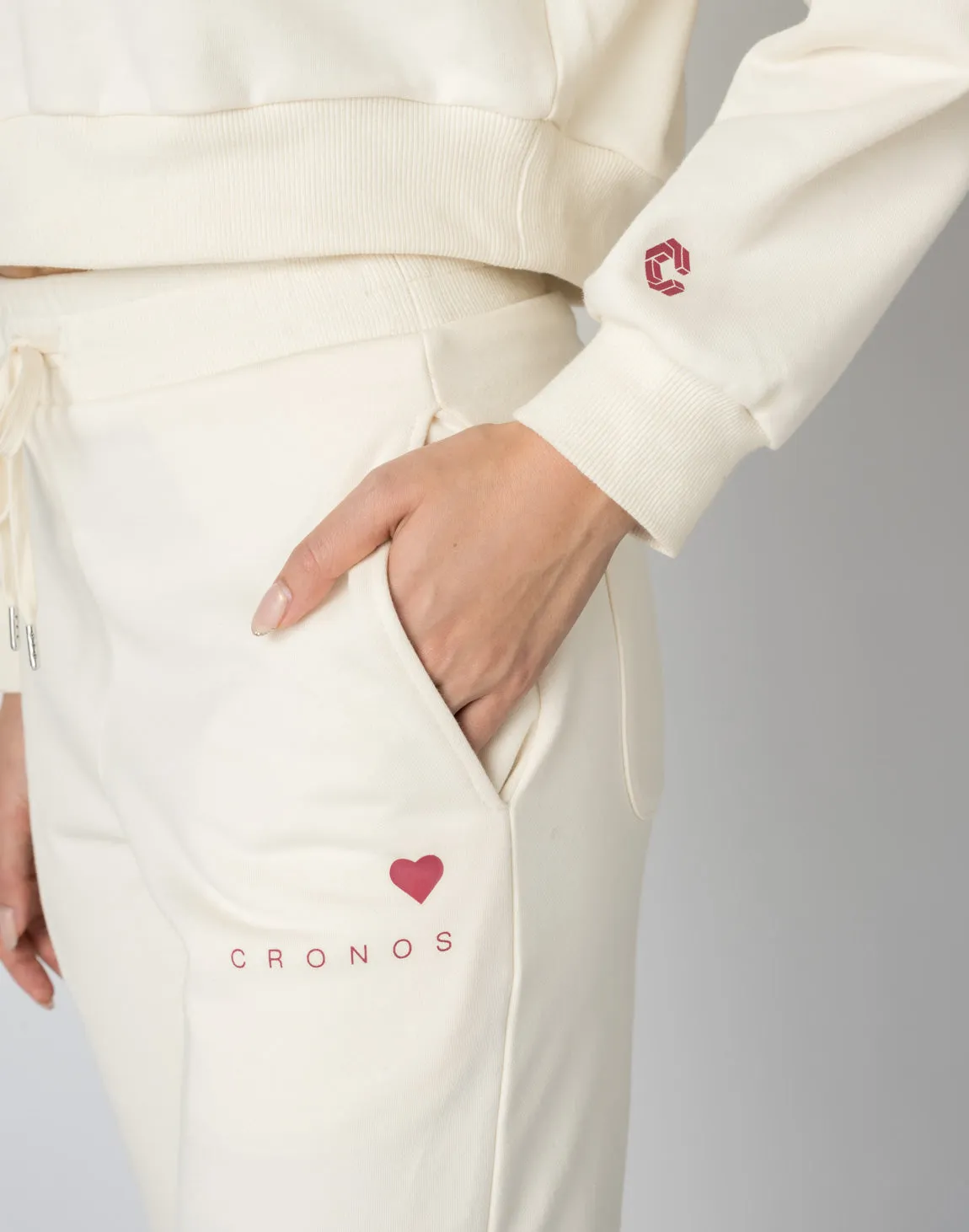 CRONOS WOMEN HEART LOGO SWEAT PANTS【NAVY】