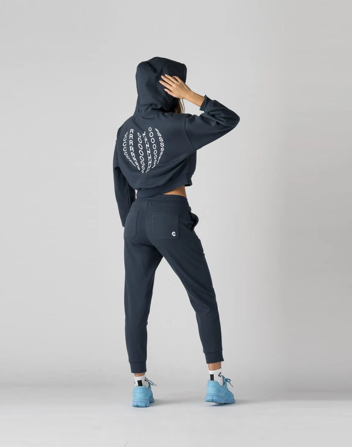CRONOS WOMEN HEART LOGO SWEAT PANTS【NAVY】