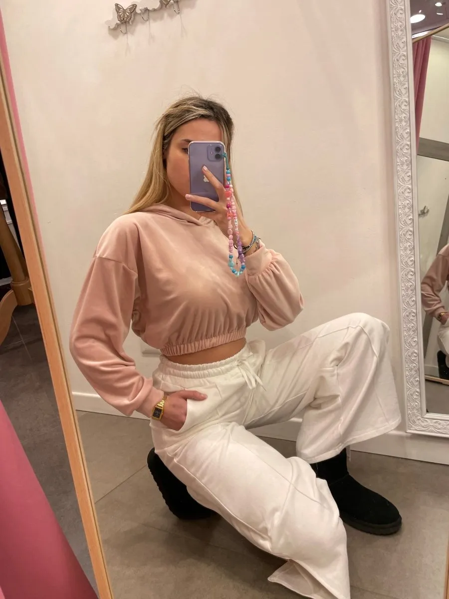 Crop top rosa in ciniglia