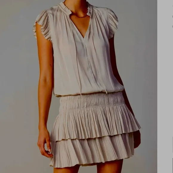 Current Air Zoey pleated skirt dress mini taupe size small