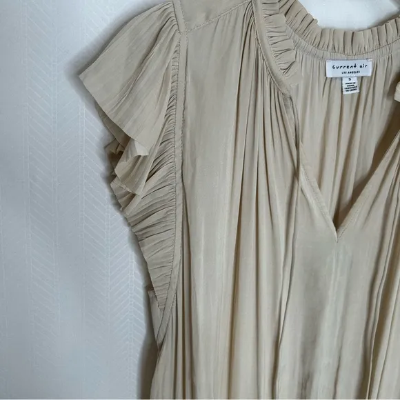 Current Air Zoey pleated skirt dress mini taupe size small