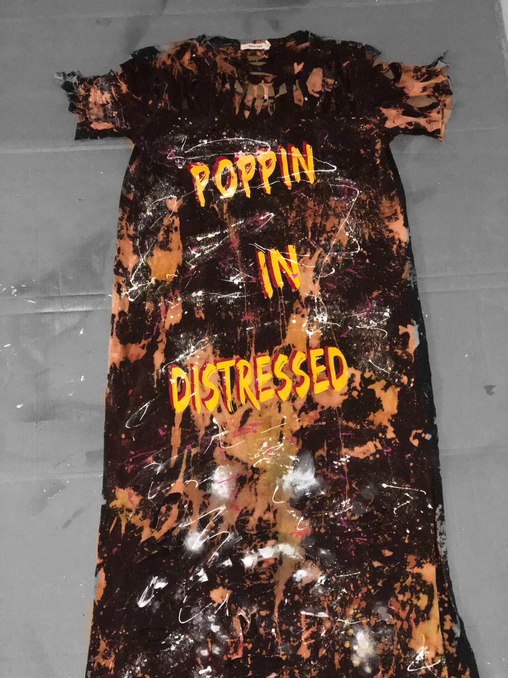 Custom POPPIN in Distressed T-shirt Dress