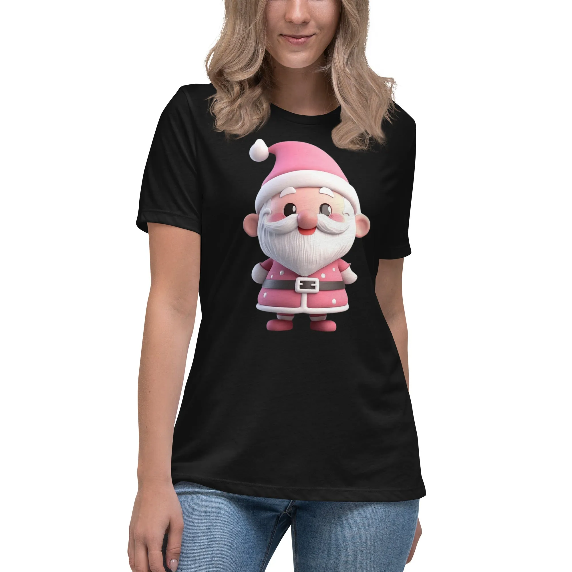 Cute Pink Santa Claus Christmas T-Shirt (Women) SANTA001