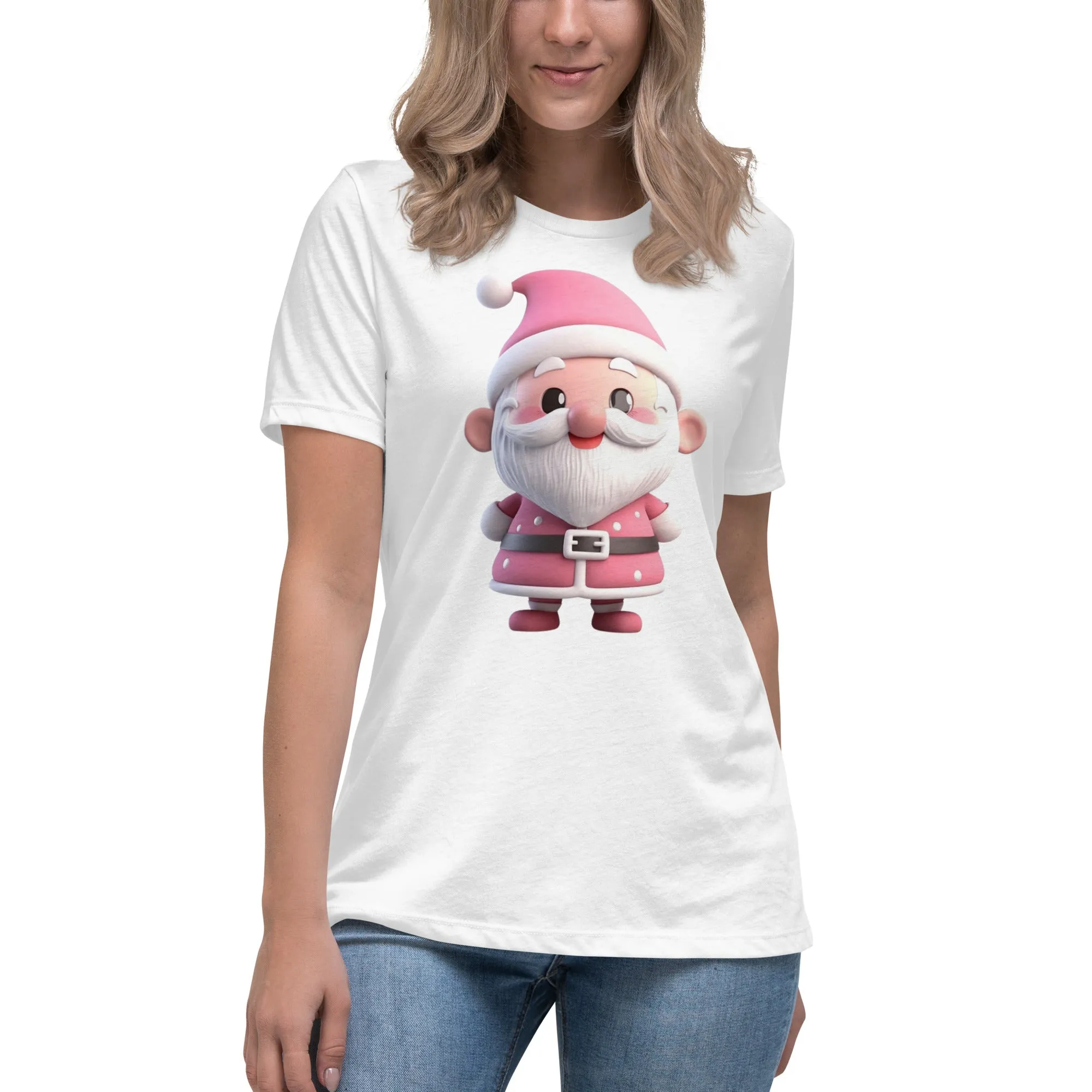 Cute Pink Santa Claus Christmas T-Shirt (Women) SANTA001