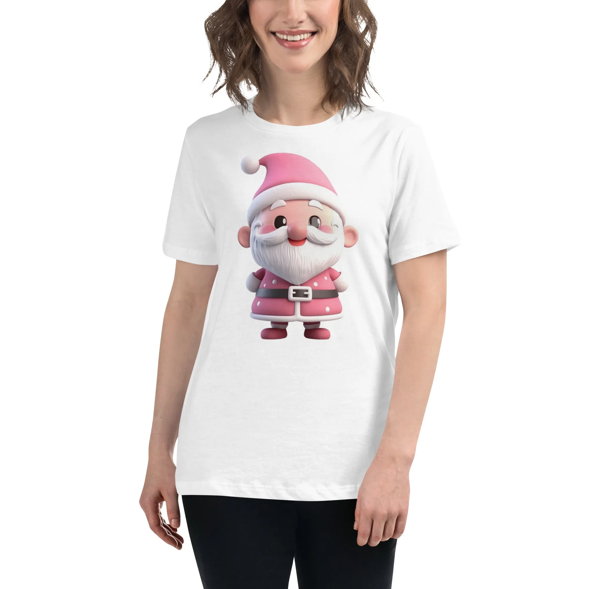 Cute Pink Santa Claus Christmas T-Shirt (Women) SANTA001