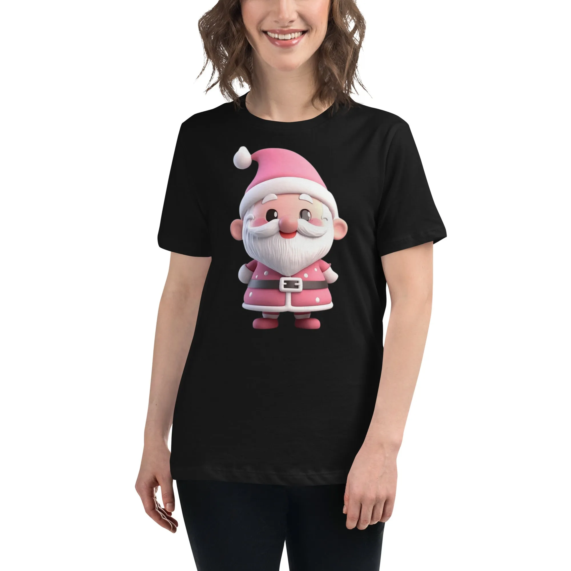 Cute Pink Santa Claus Christmas T-Shirt (Women) SANTA001