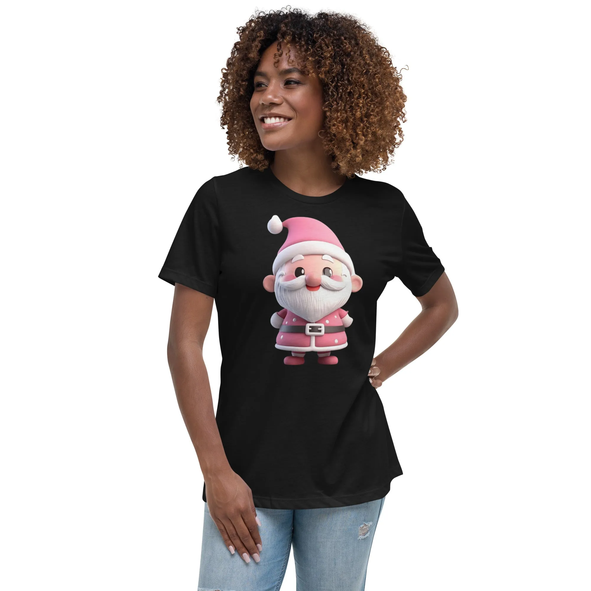 Cute Pink Santa Claus Christmas T-Shirt (Women) SANTA001