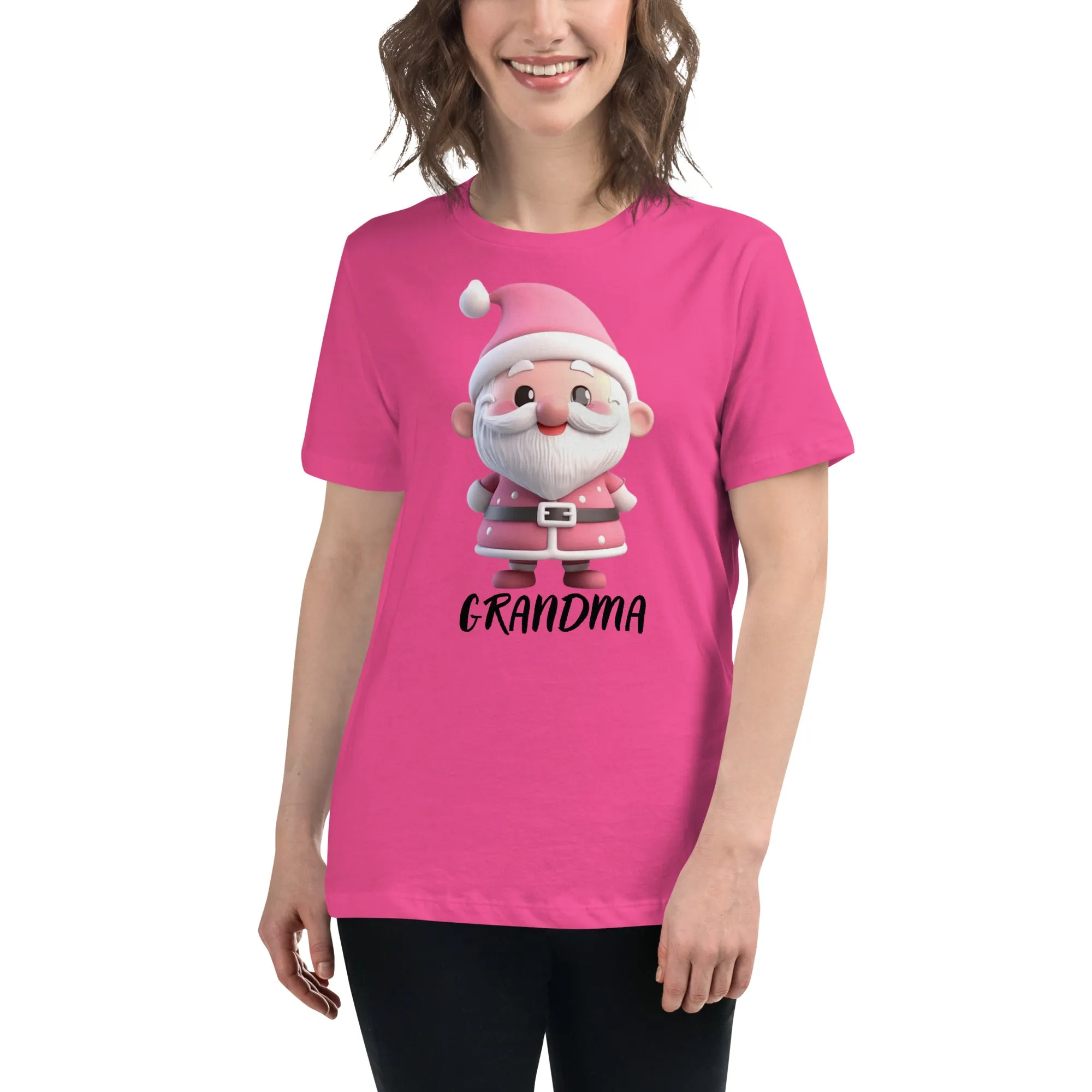 Cute Pink Santa Claus Grandma Christmas T-Shirt (Women) SANTA006