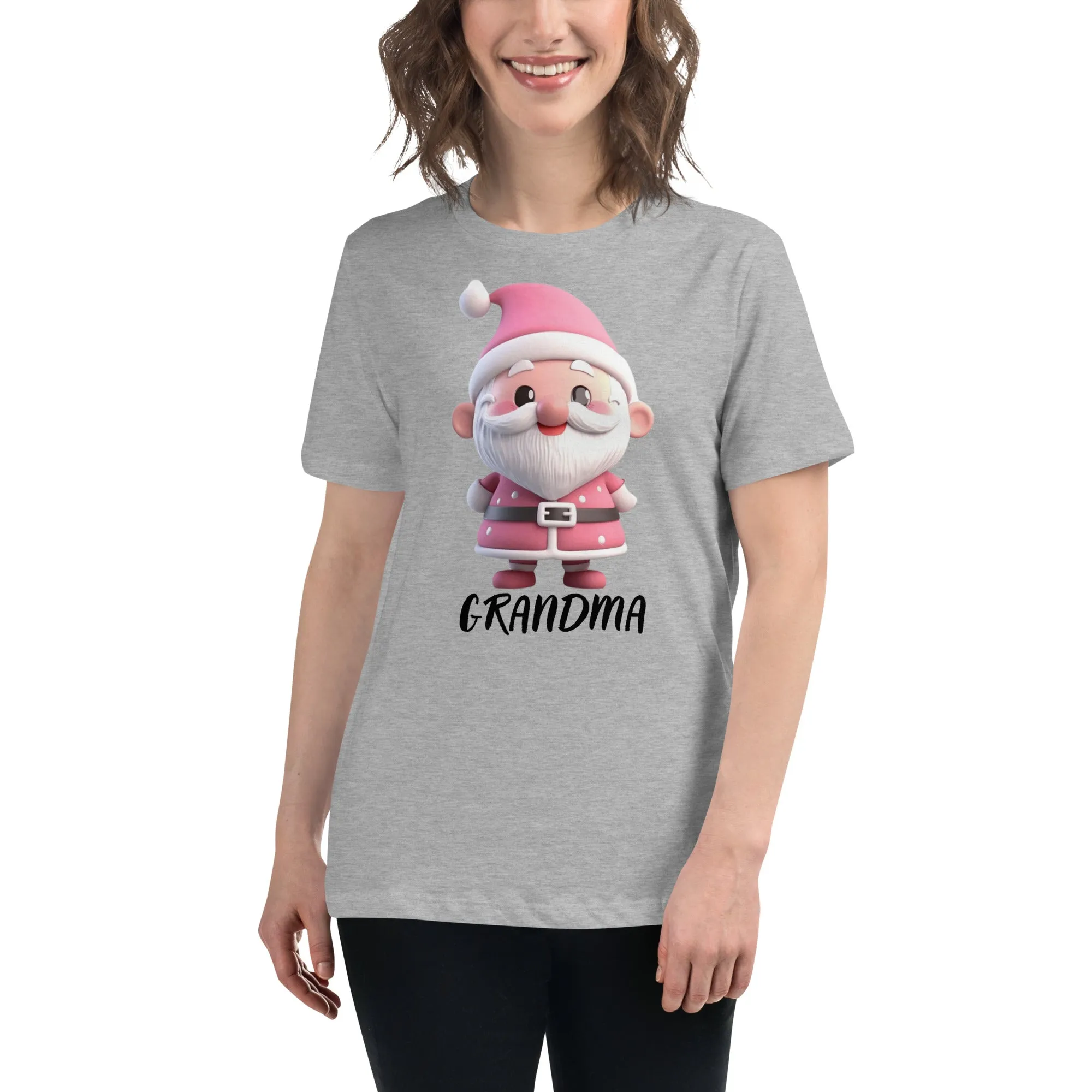 Cute Pink Santa Claus Grandma Christmas T-Shirt (Women) SANTA006