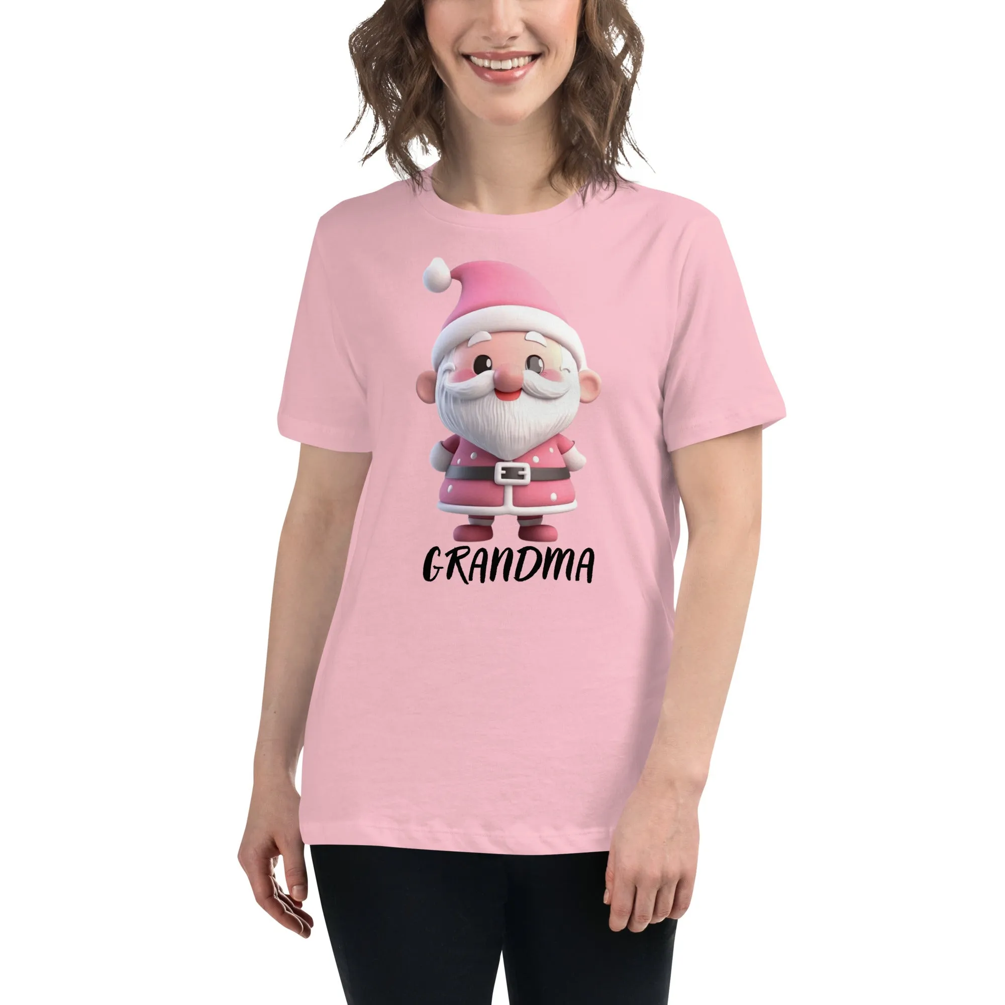 Cute Pink Santa Claus Grandma Christmas T-Shirt (Women) SANTA006